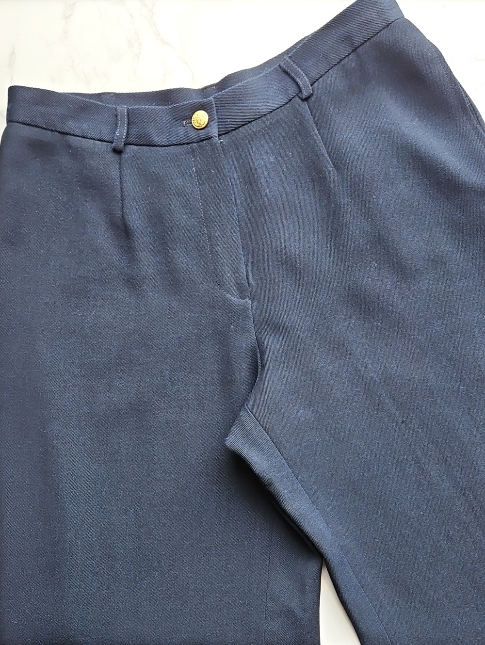 LAUREN Ralph Lauren Vintage Navy Worsted Wool Wide Leg Pants 10